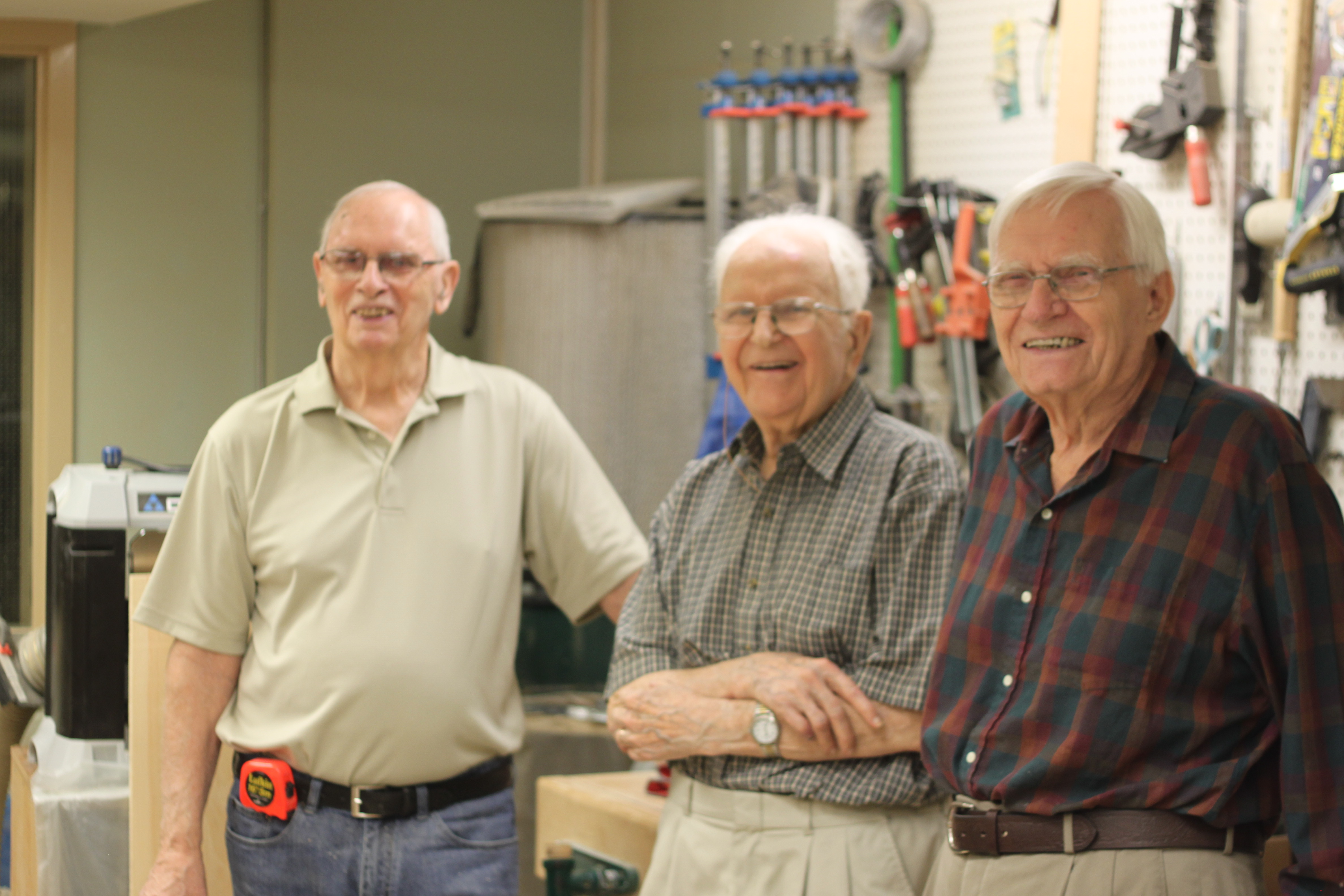 Bob, Cy and Harry say the social aspect of the woodshop at Tansley Woods is as important as any project they may work on.