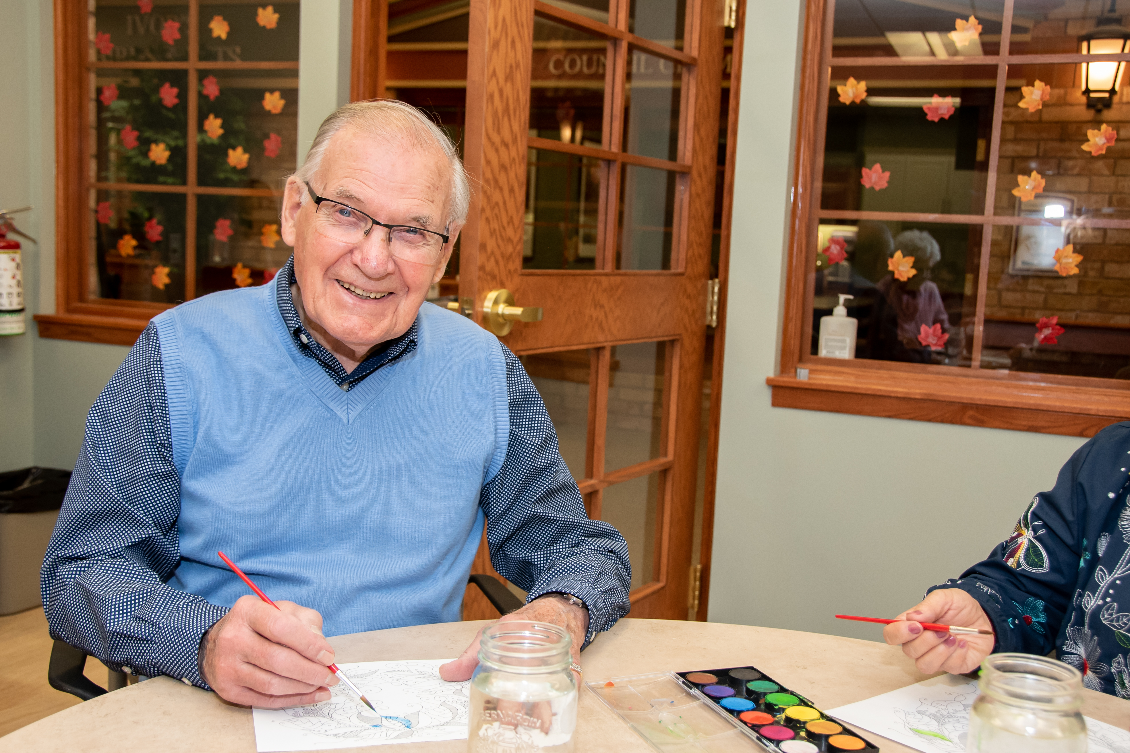 Resident in a painting class